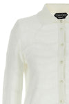 cardigan in cotton blend and openwork silk crocheted