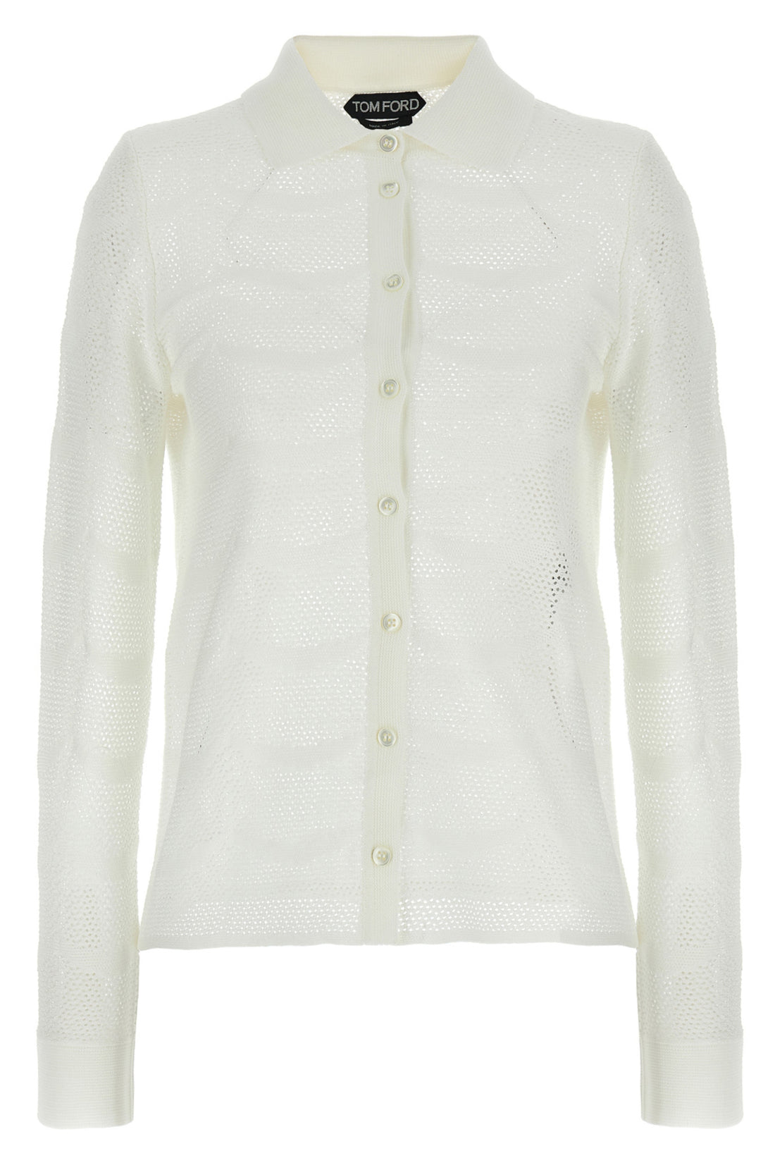TOM FORD S cardigan in cotton blend and openwork silk crocheted