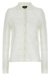 cardigan in cotton blend and openwork silk crocheted