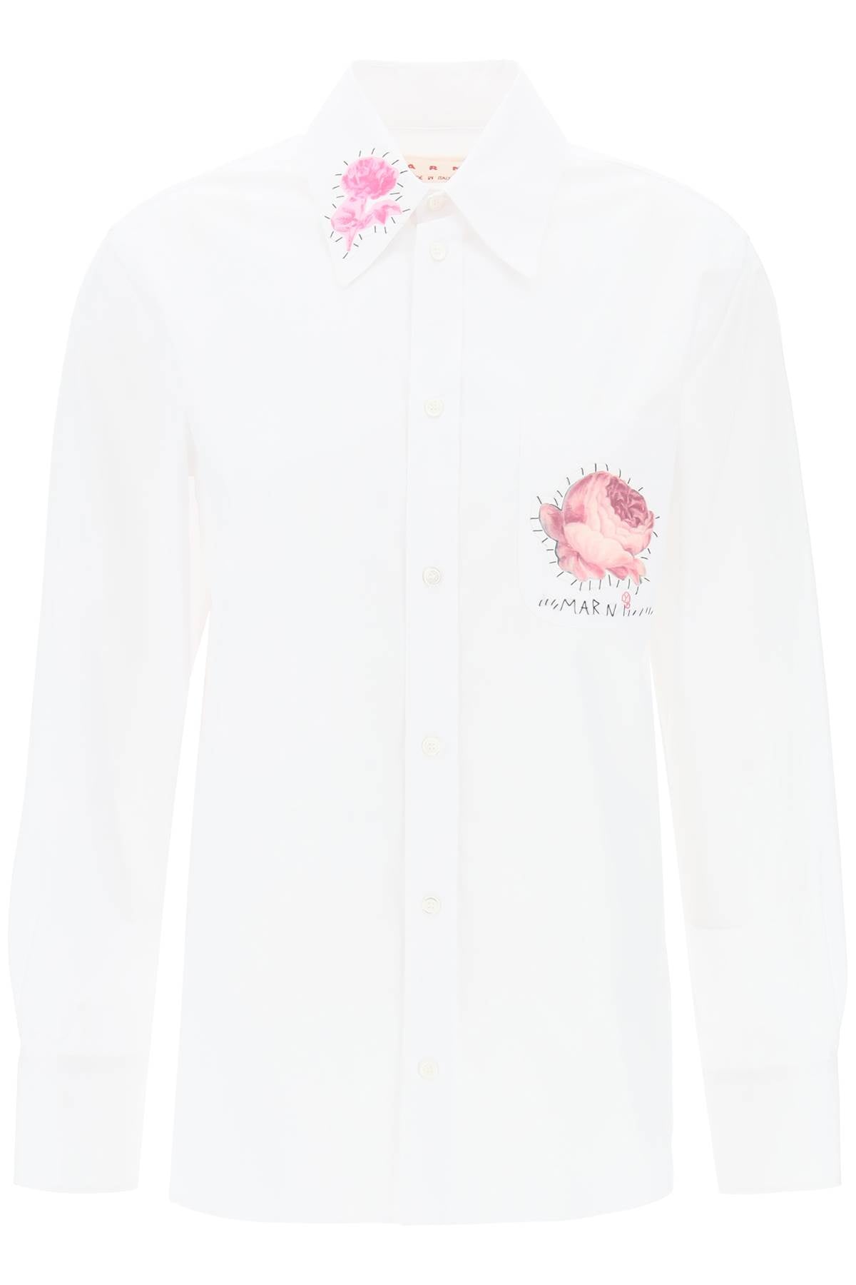 &quot;shirt with flower print patch and embroidered logo