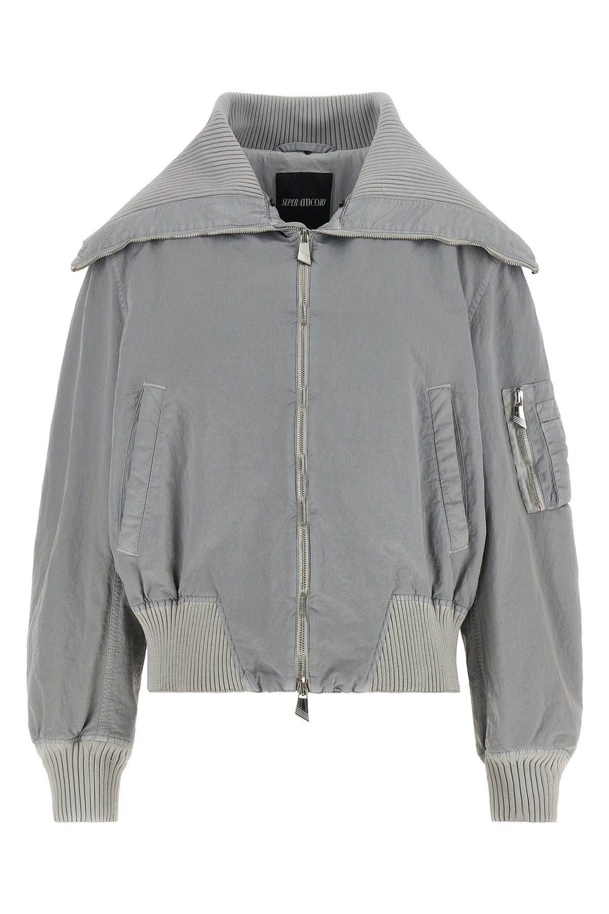 the attico bomber jacket stands out for its bold aesthetic that blends sporty vo
