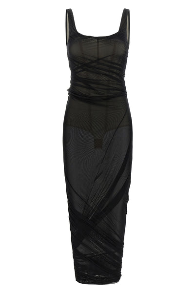 the attico midi dress redefines the silhouette through a sophisticated play of t