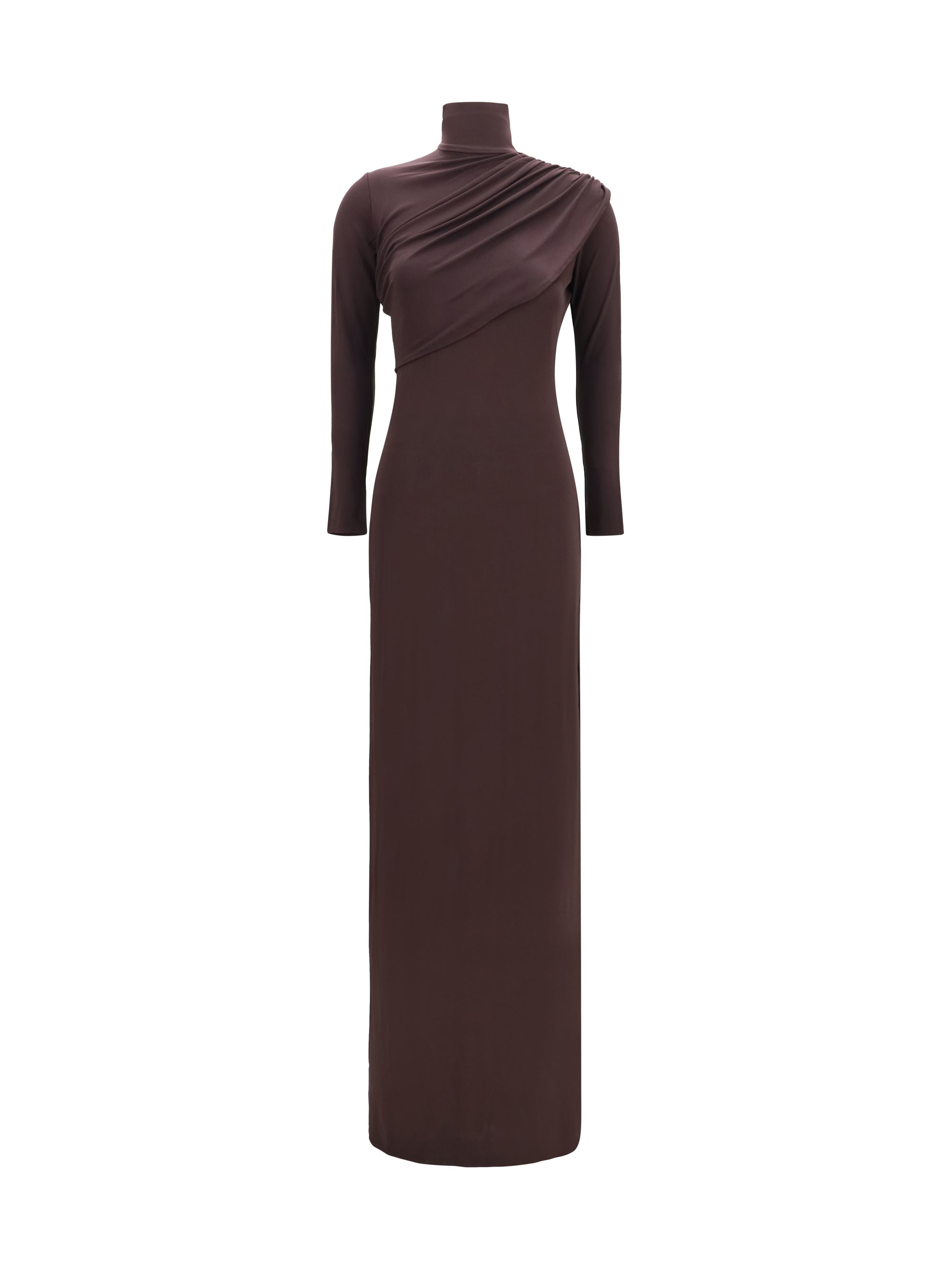 twist high neck jersey dress