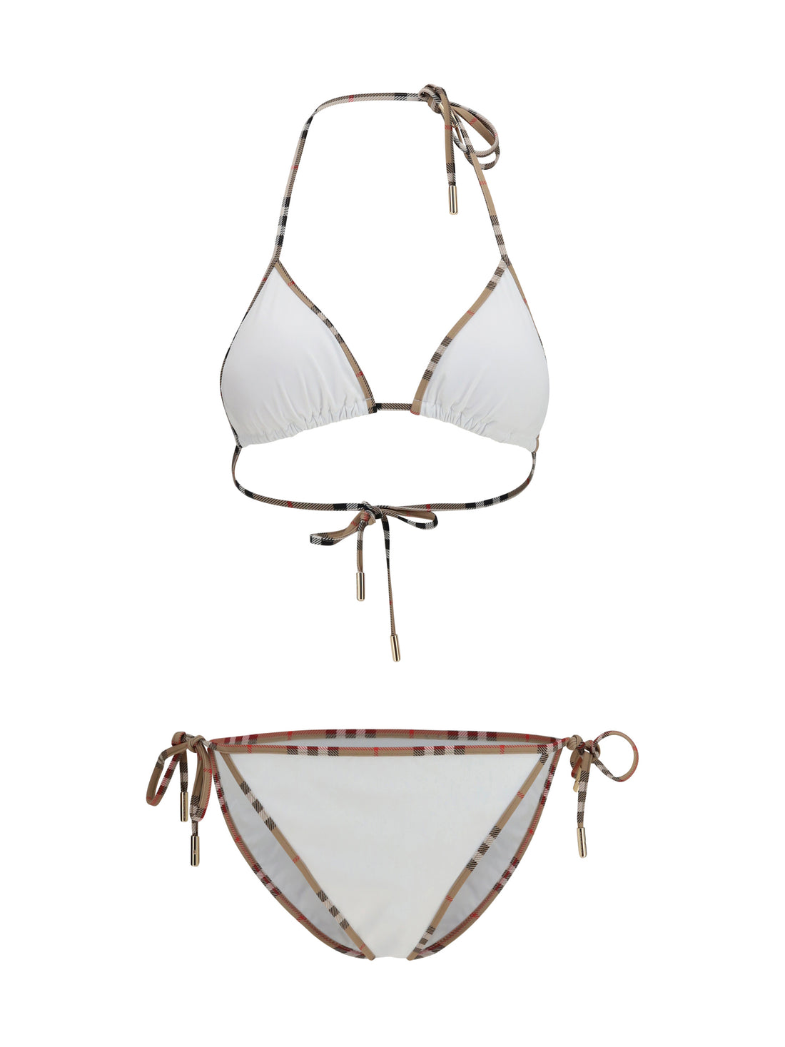 BURBERRY L check detail triangle bikini