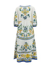 emily floral print midi dress with drawstring