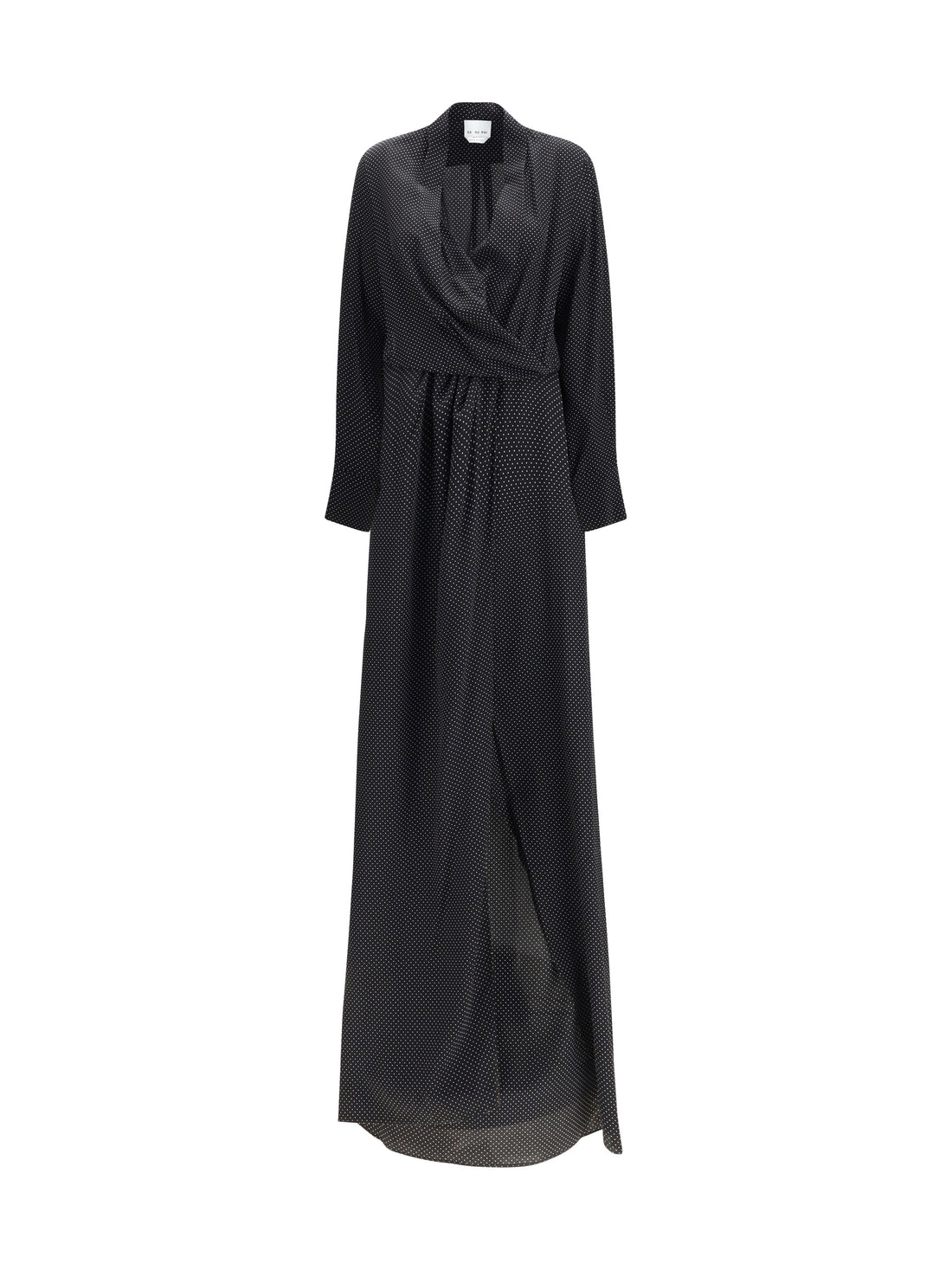 SA SU PHI 40 criss cross polka-dot silk crepe de chine long dress