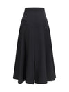 wool twill midi skirt