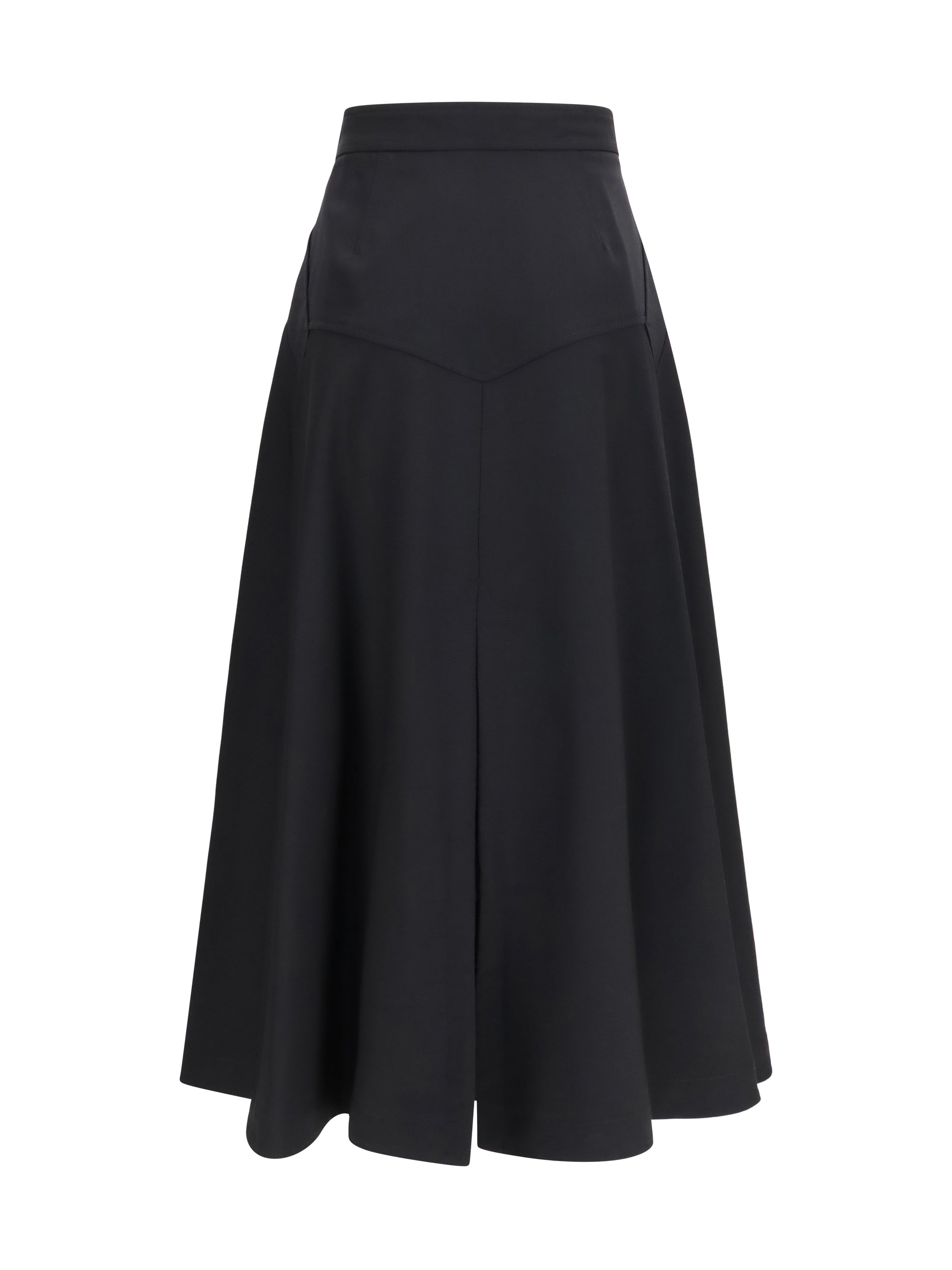 wool twill midi skirt