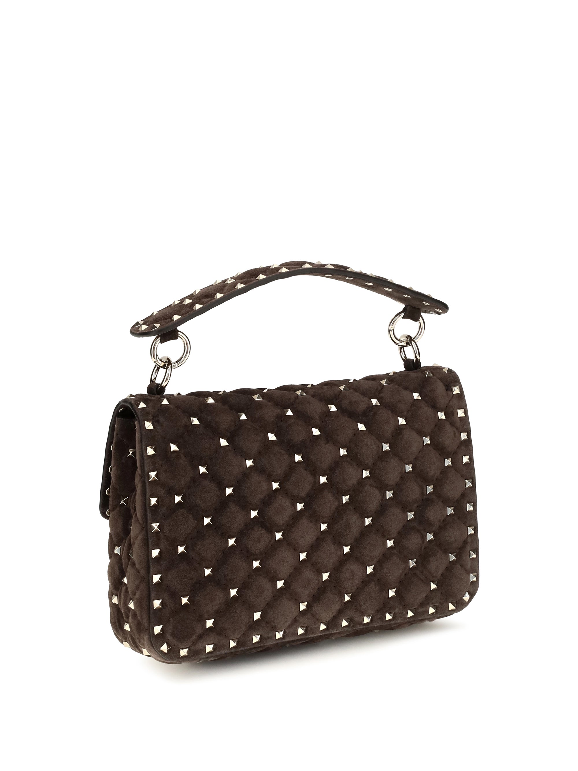 medium rockstud spike suede top handle bag