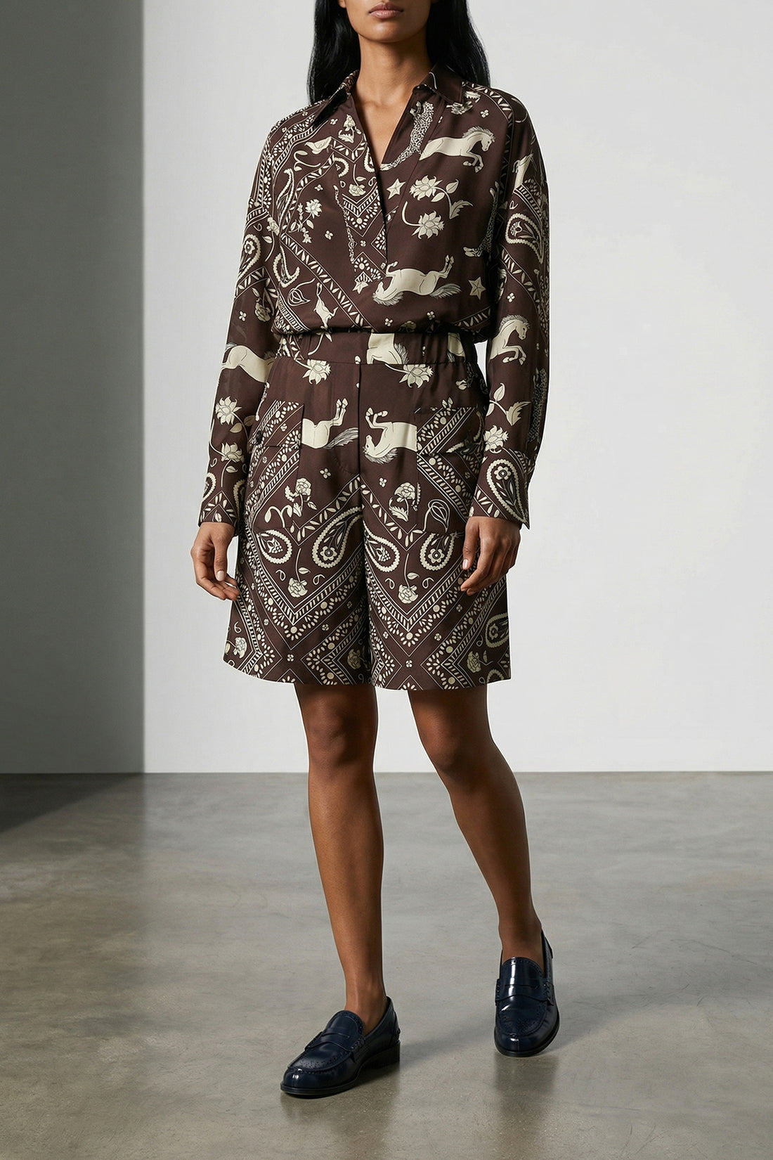 ALBERTO BIANI 44 bandana print silk bermuda shorts