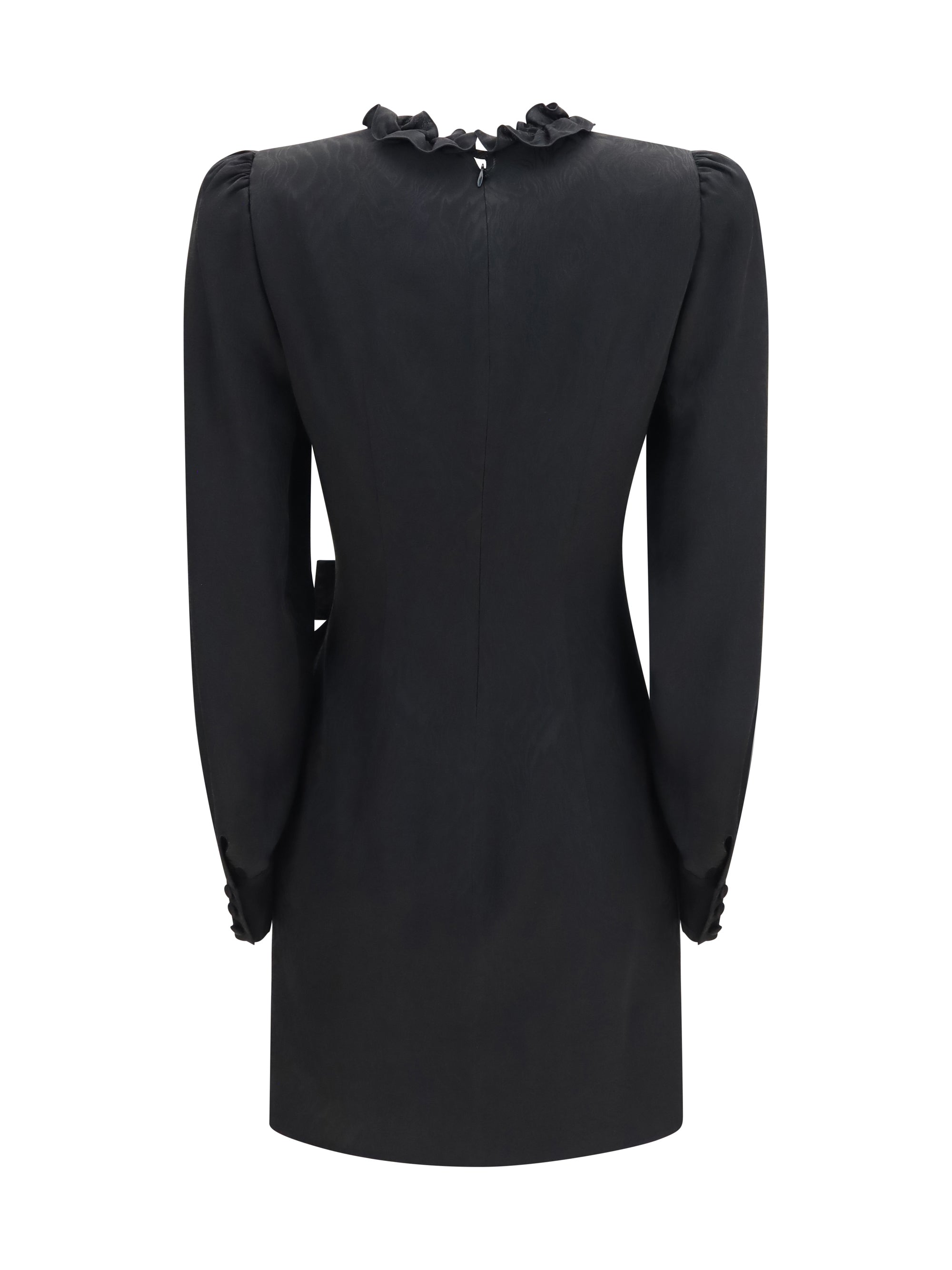 silk jacquard mini dress with ruffles