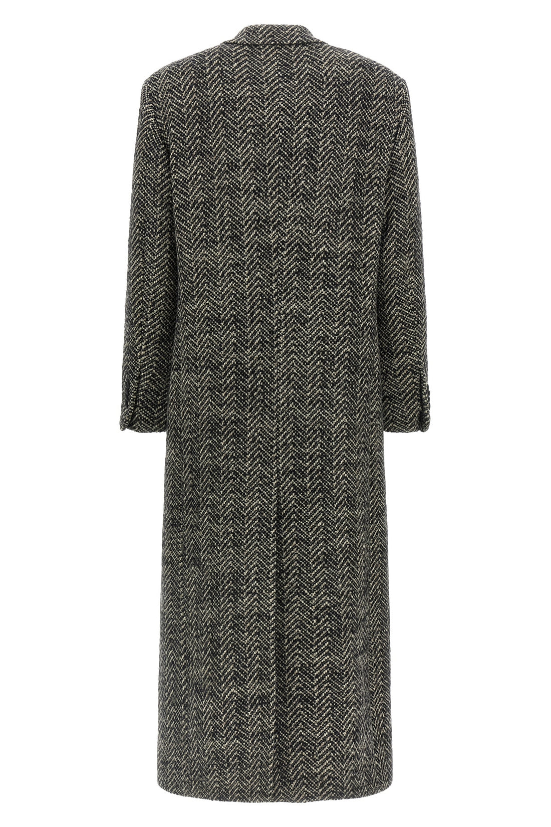 TAGLIATORE 46 extra long caitlyn double-breasted bouclé wool bouclé herringbone coat