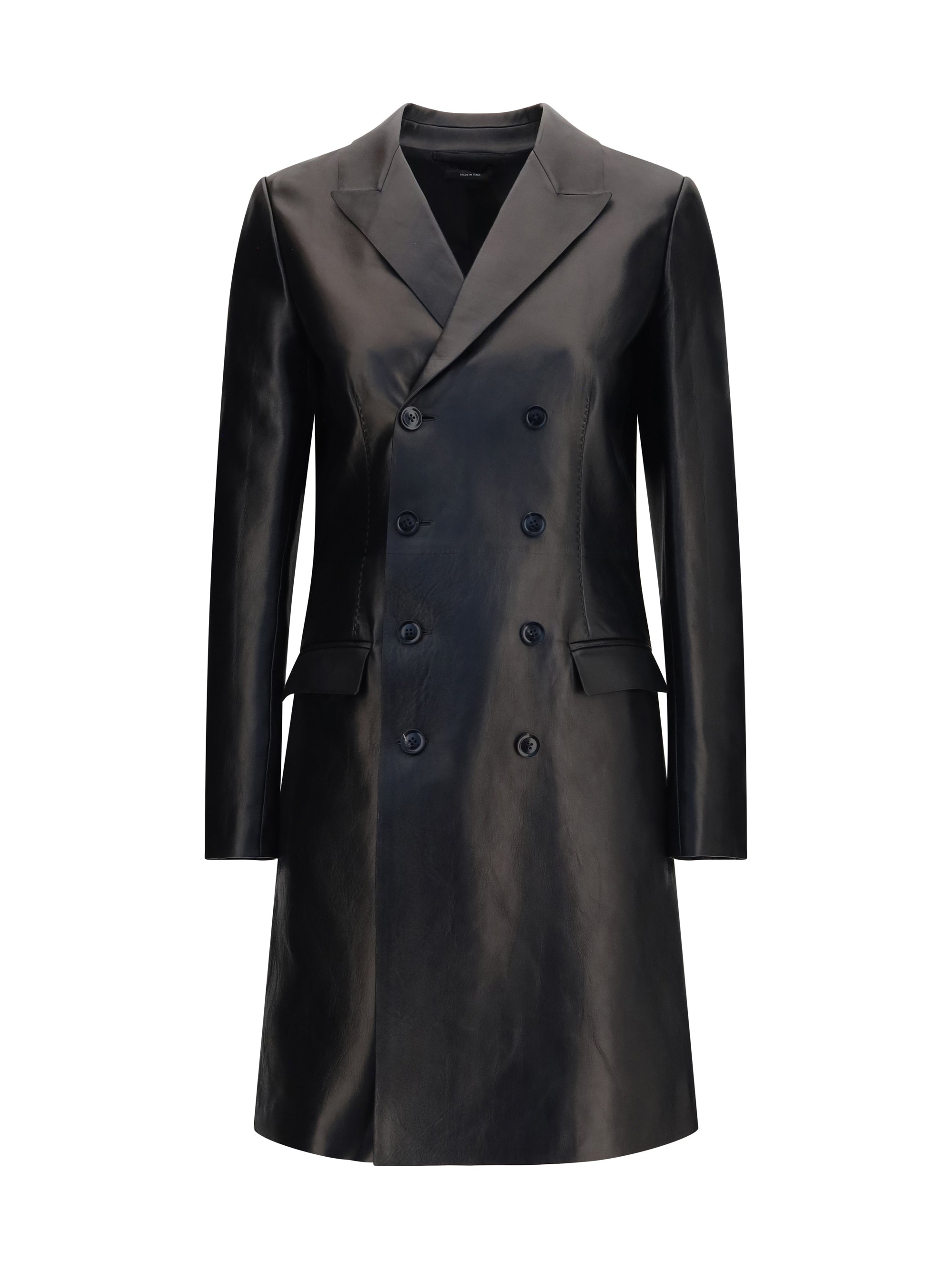 double-breasted lambskin coat