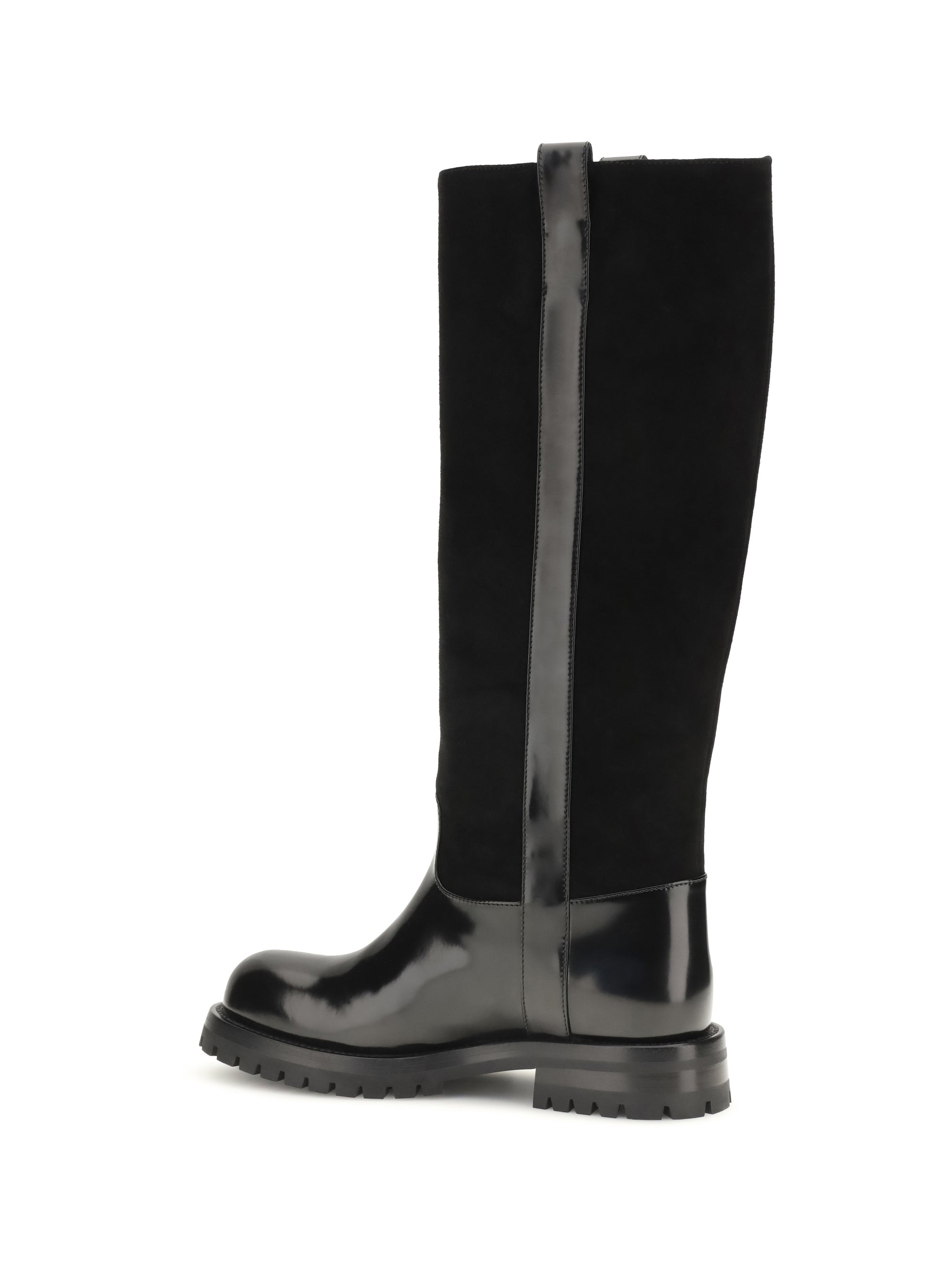 high suede and smooth leather boots