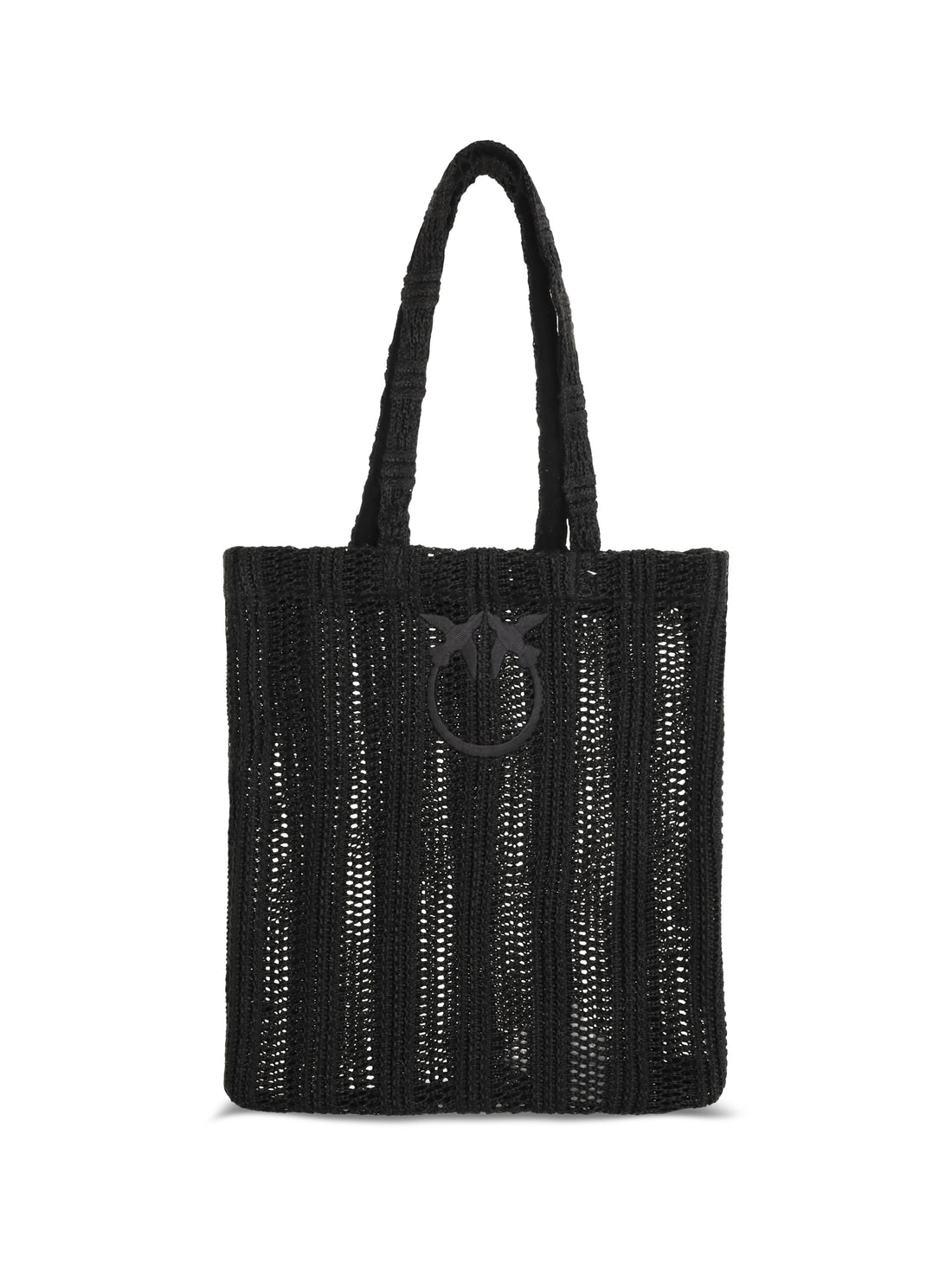 PINKO OS medium easy tote bag in raffia