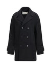 virgin wool short caban coat