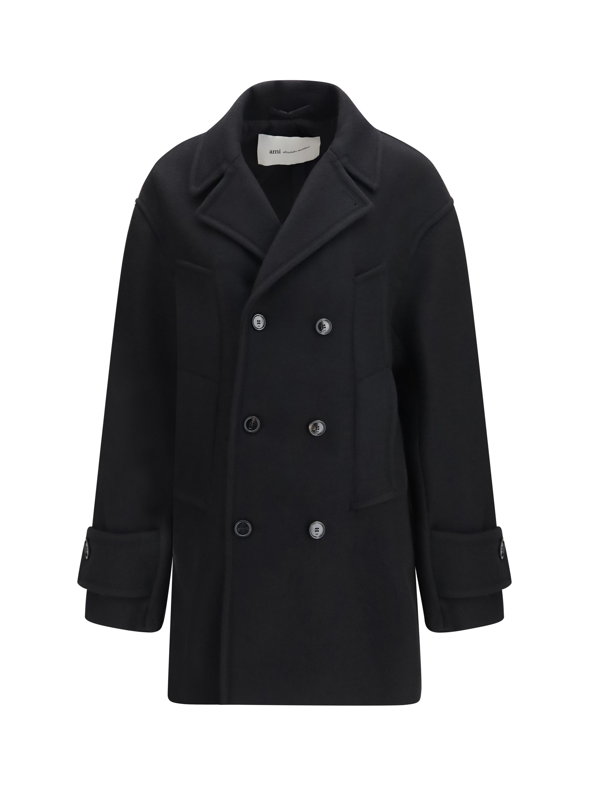 virgin wool short caban coat