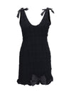 checked bouclé tweed mni dress with bows