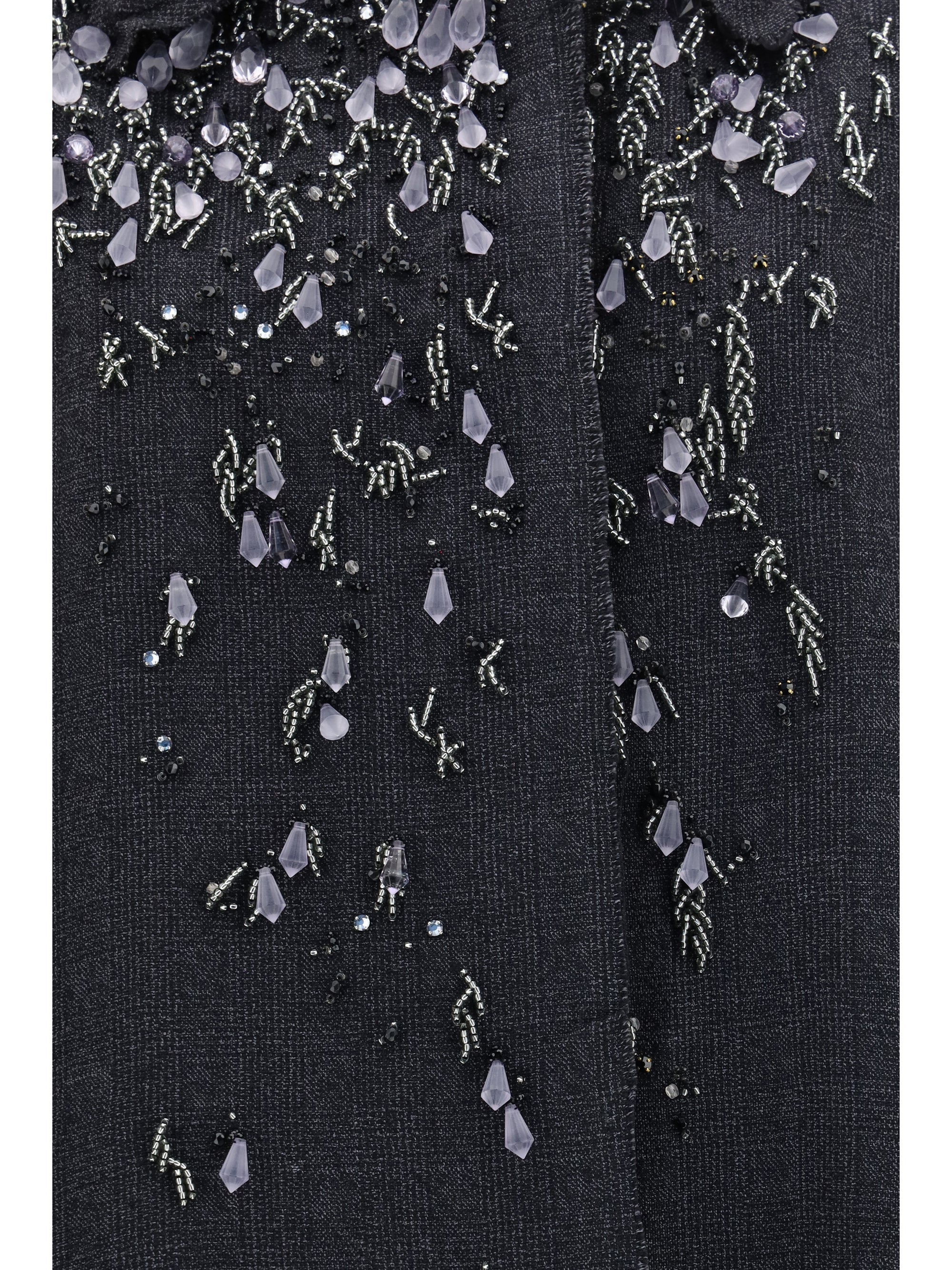 single-breasted mouliné prince of wales and embroidered twill coat