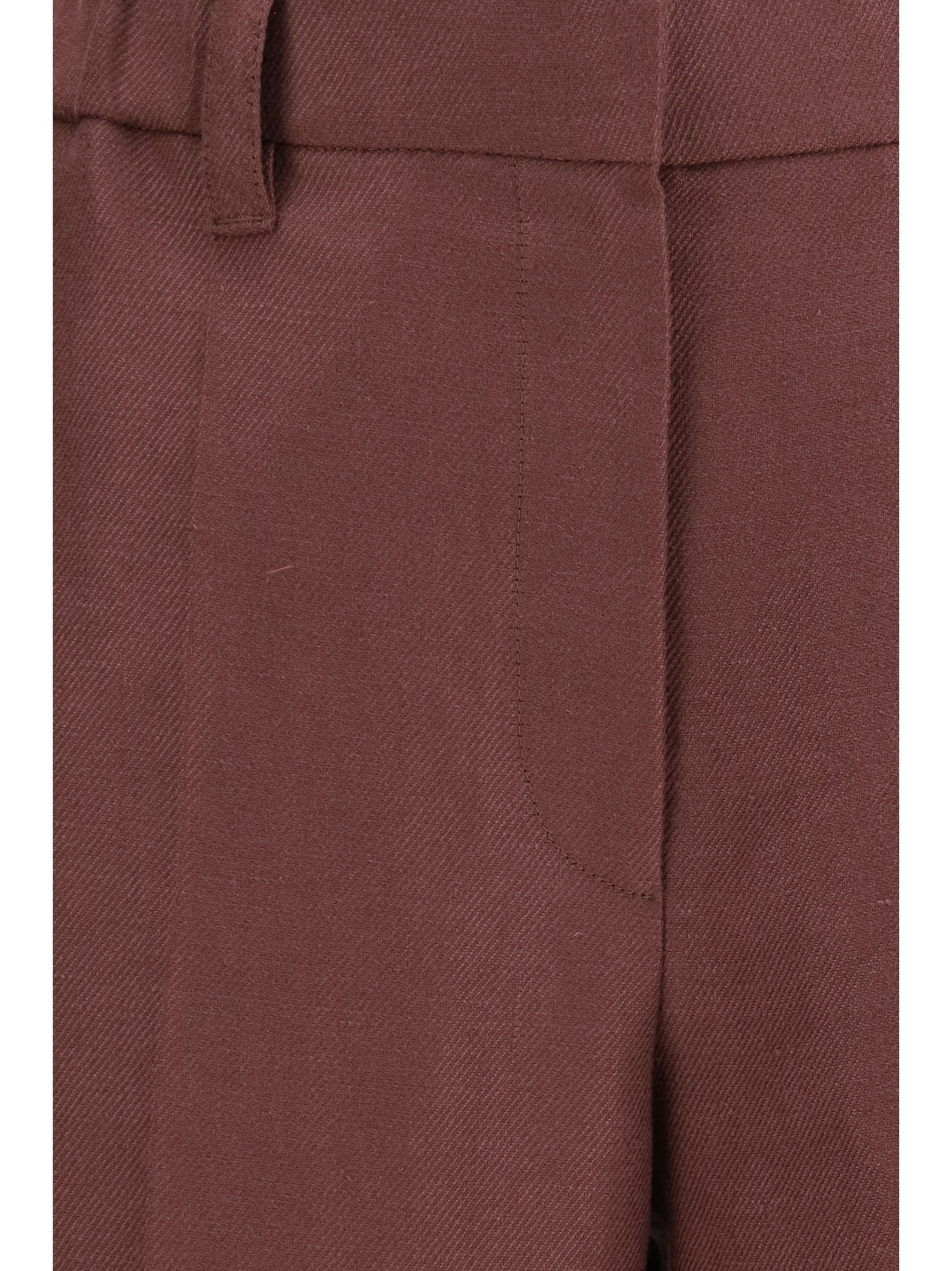 wide-leg pants in linen with elastic waistband and belt loops