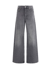MARINE SERRE 36 moon laser grey wash denim high-waist flare jeans