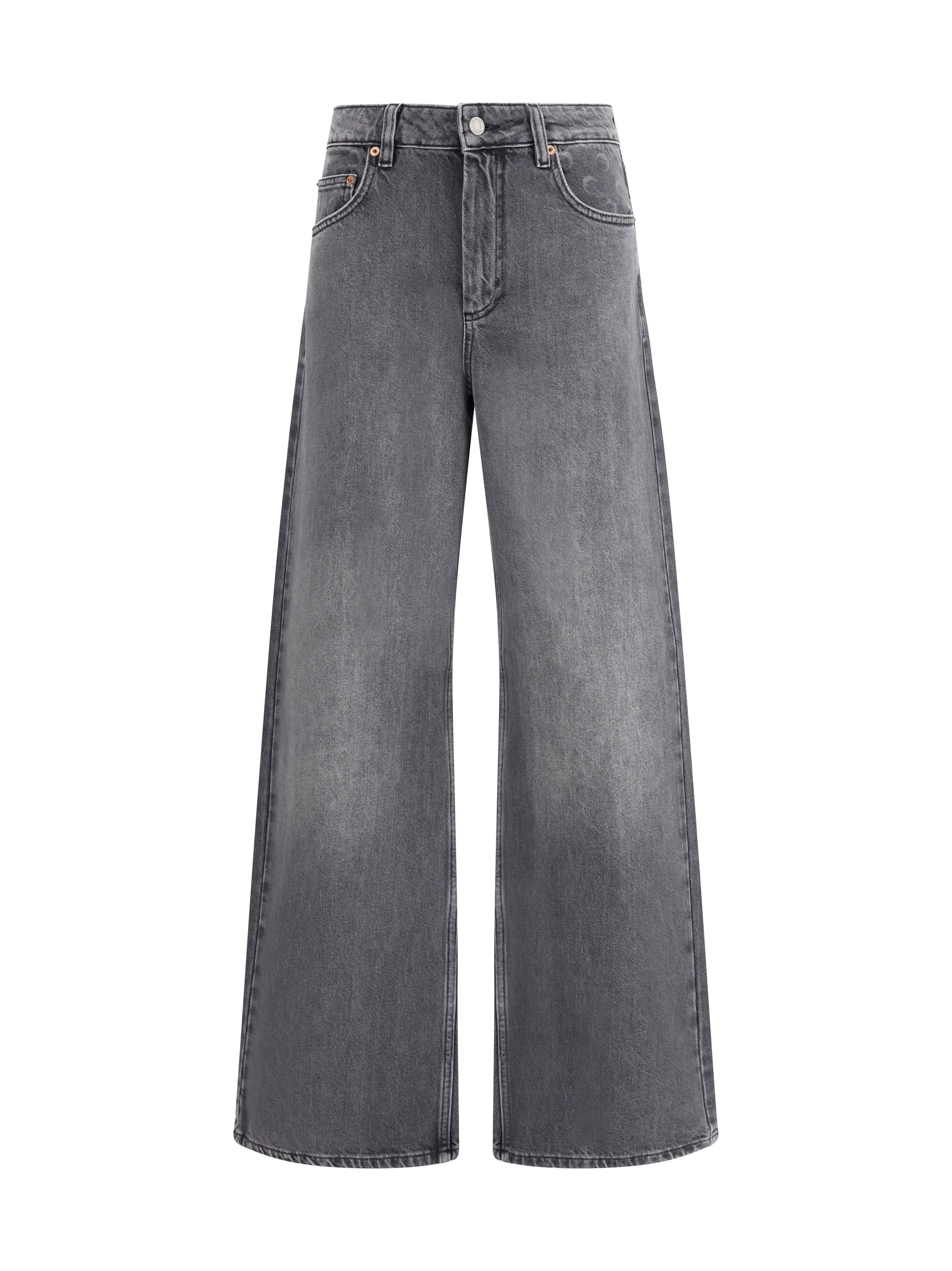 MARINE SERRE 36 moon laser grey wash denim high-waist flare jeans