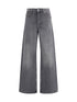 MARINE SERRE 36 moon laser grey wash denim high-waist flare jeans