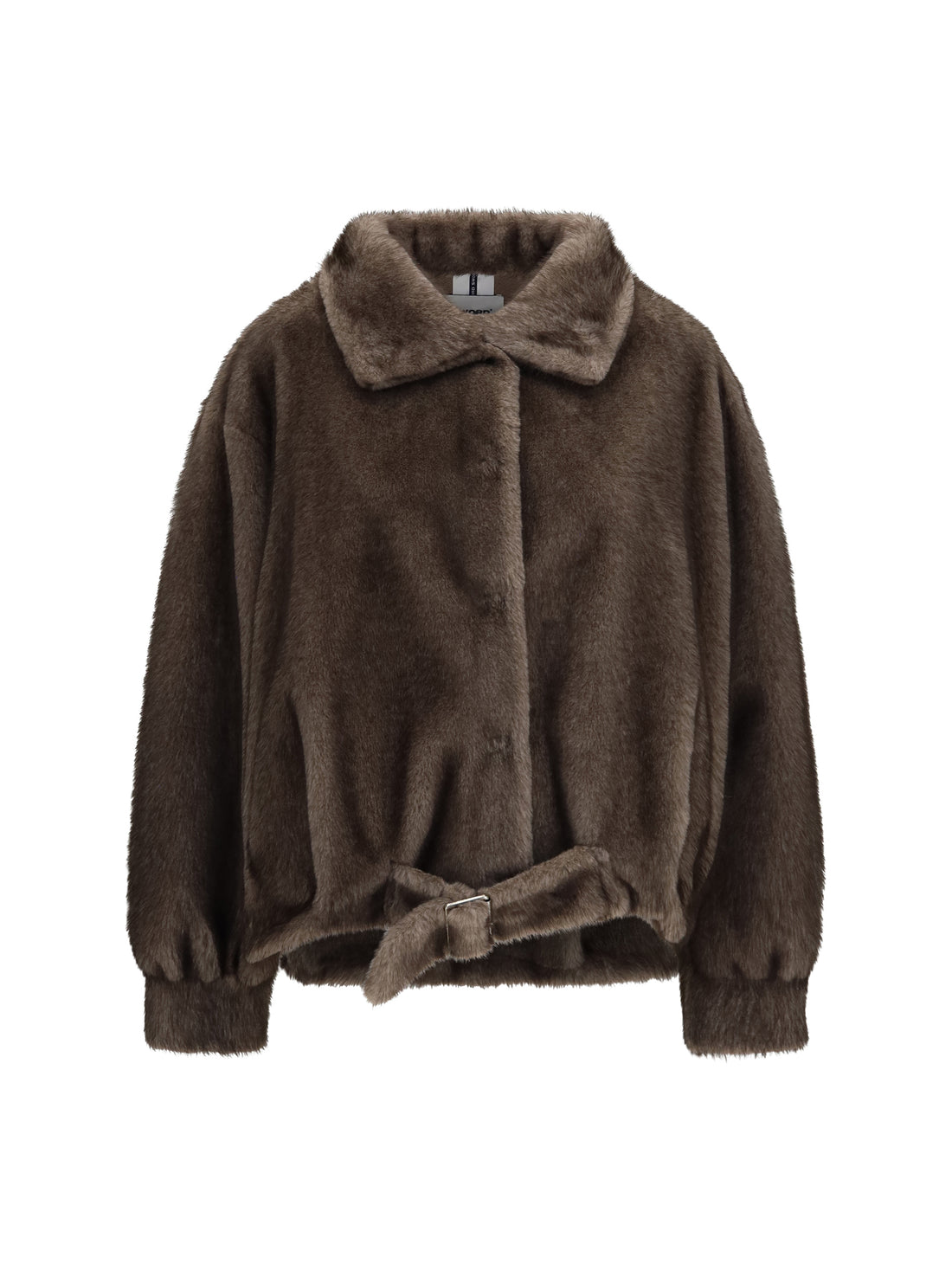 SWORD 6.6.44 40 faux fur jacket with waist belt