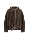 faux fur jacket with waist belt