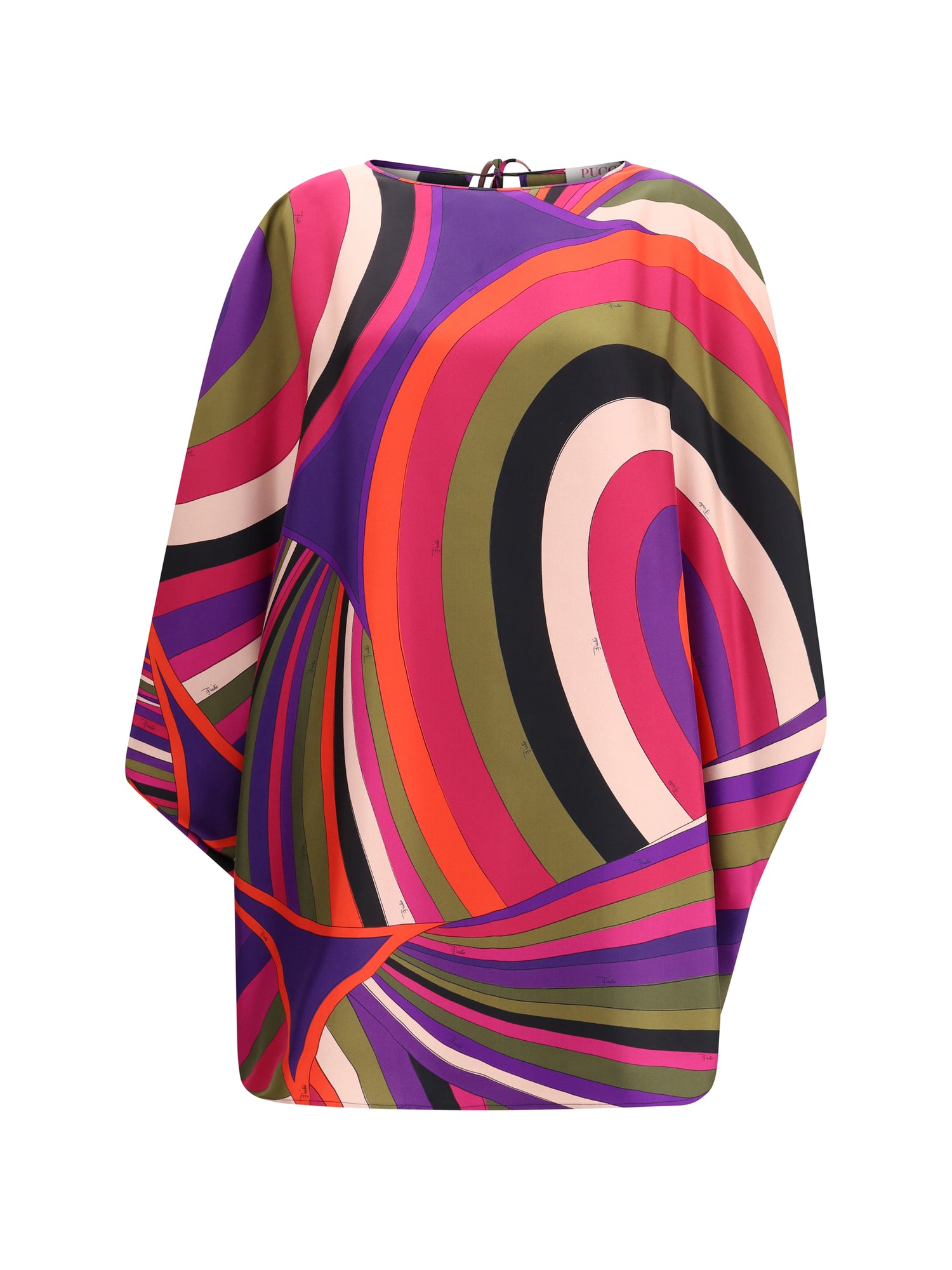 PUCCI OS short caftan in silk with marmo print