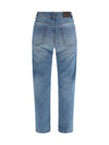 retro denim pants with monili