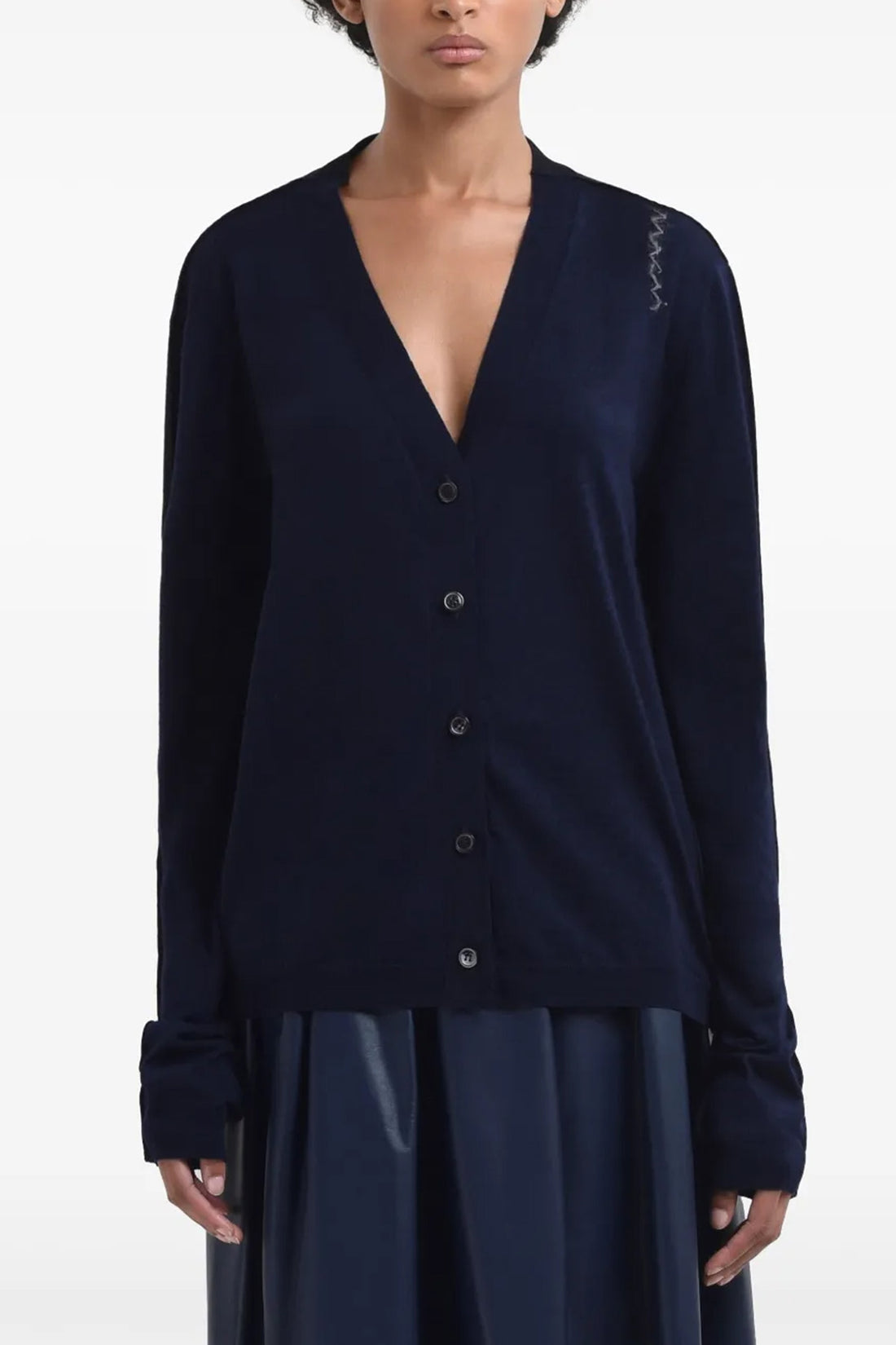 MARNI 42 cardigan in two-tone wool and silk yarn