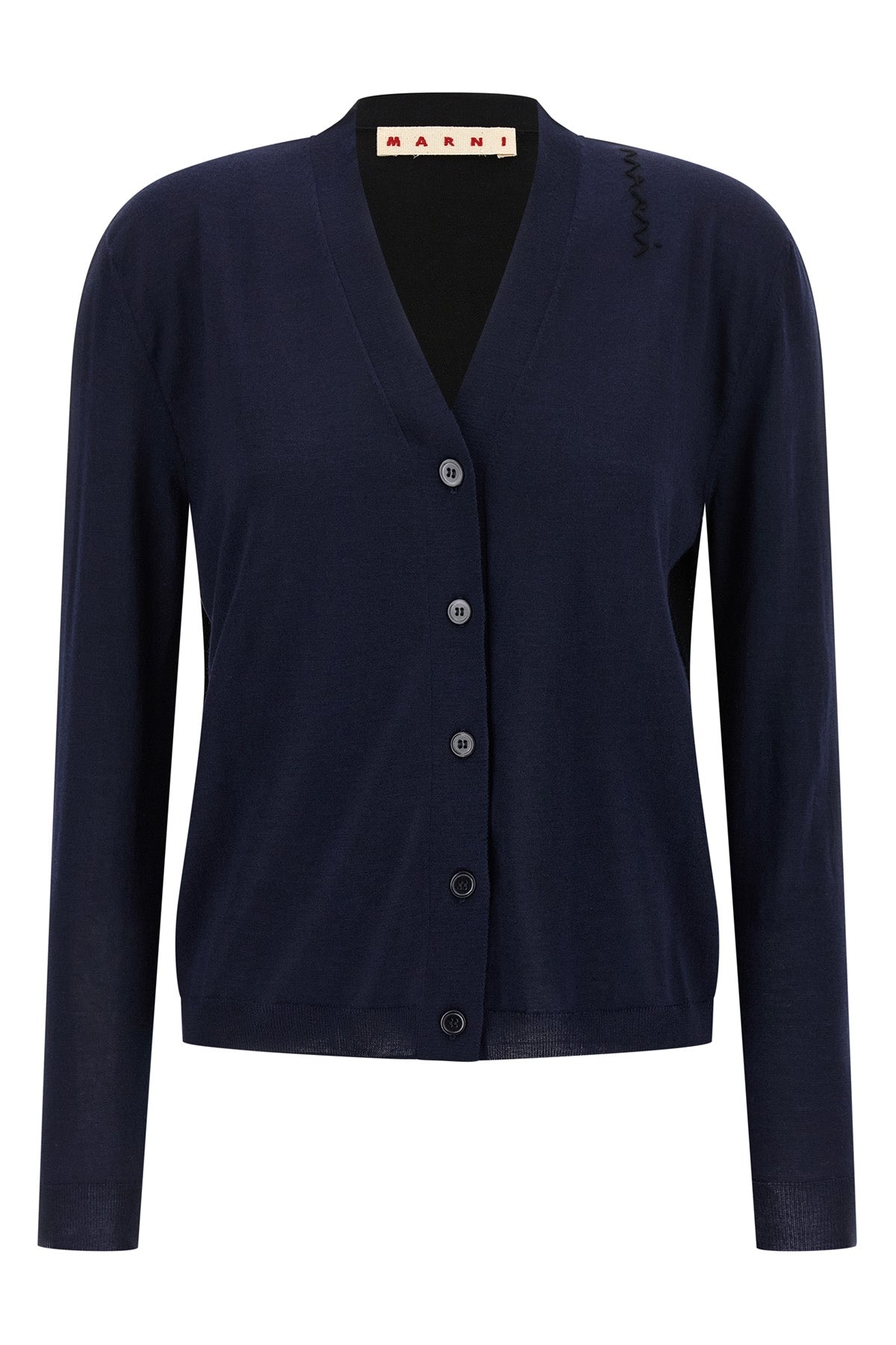 cardigan in two-tone wool and silk yarn
