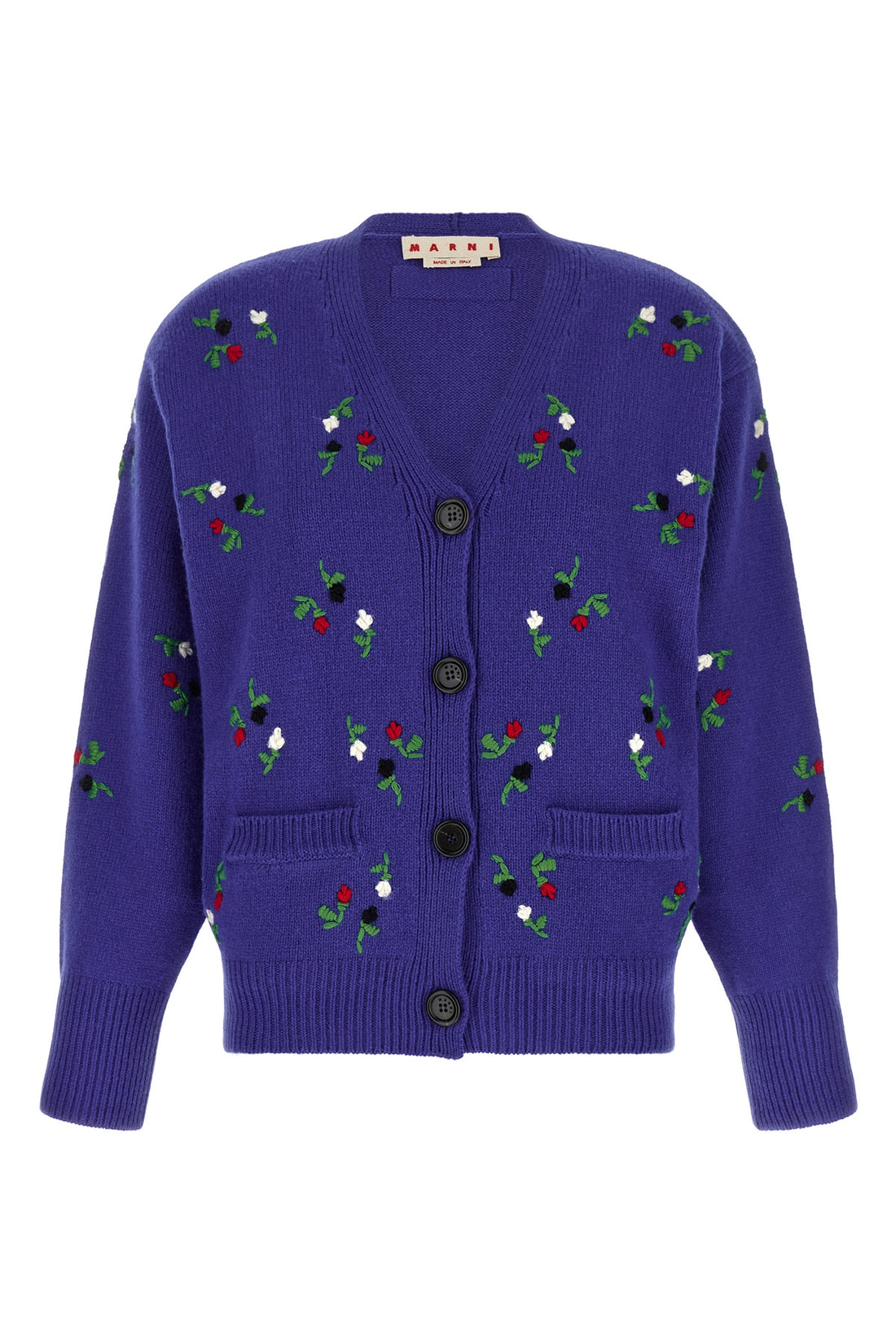 MARNI 38 the marni cardigan in virgin wool and cashmere blend embodies a sophisticated an