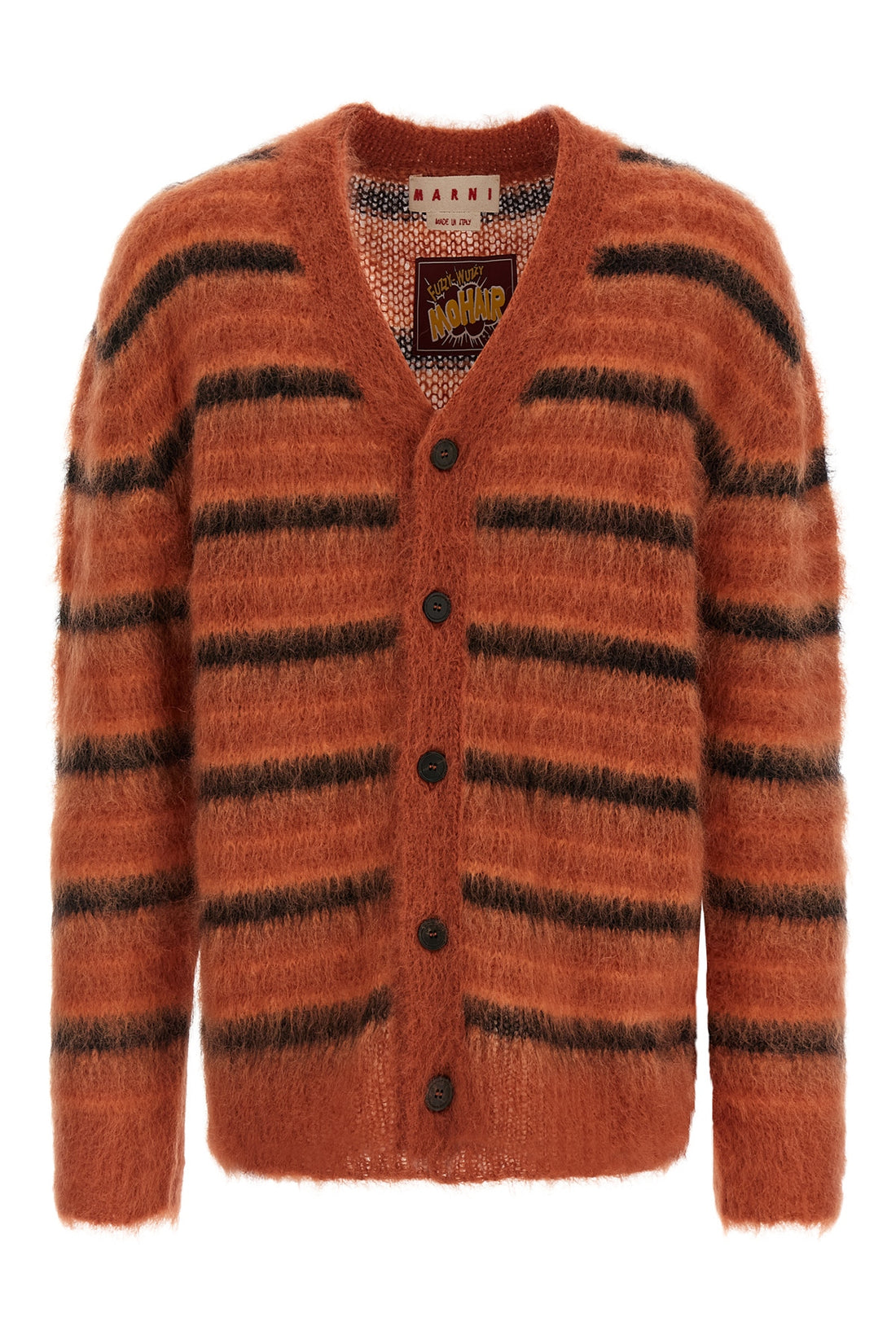 MARNI 48 brushed striped mohair cardigan