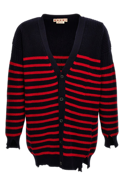 striped wool cardigan