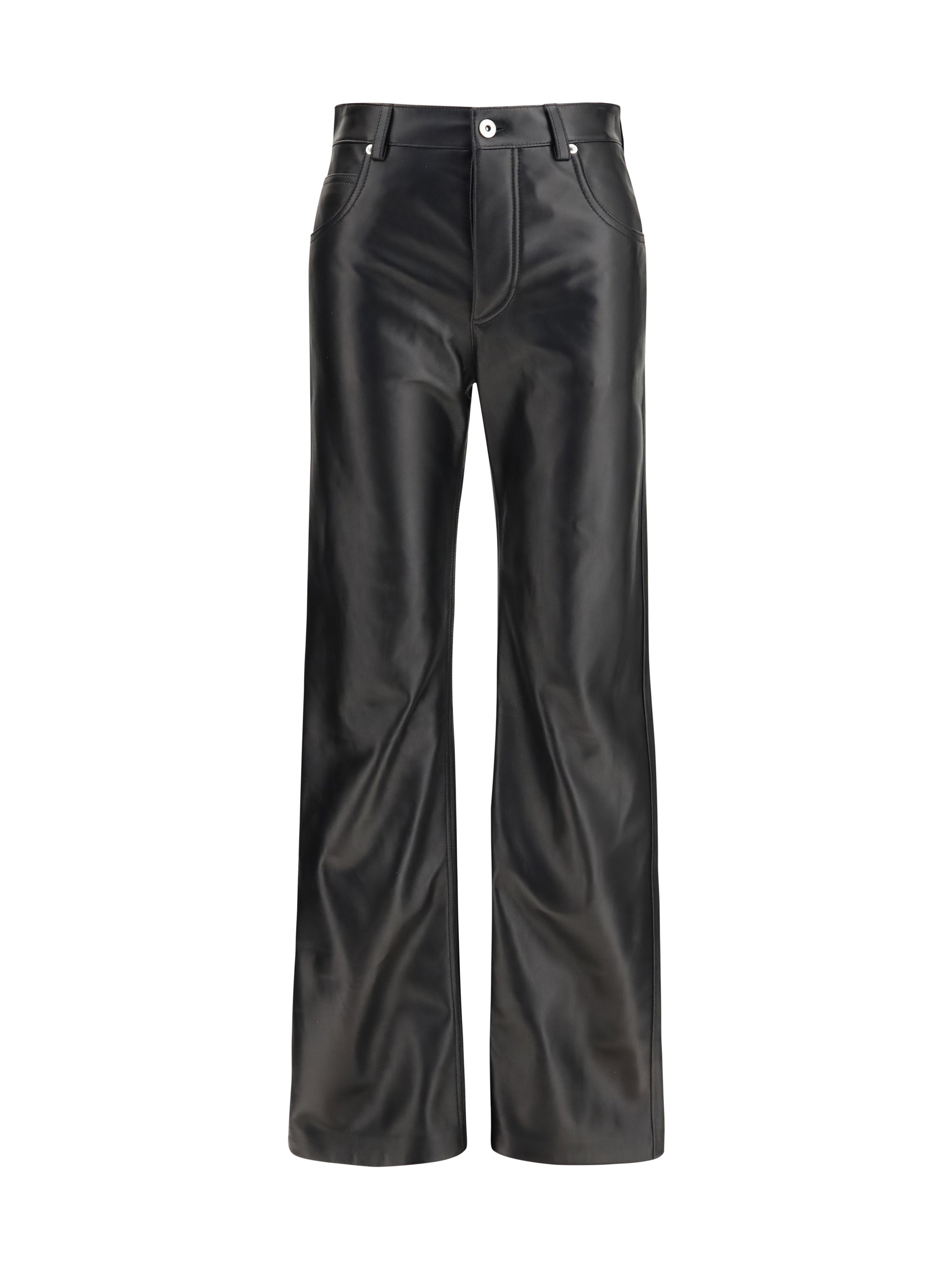 glossy leather flared pants