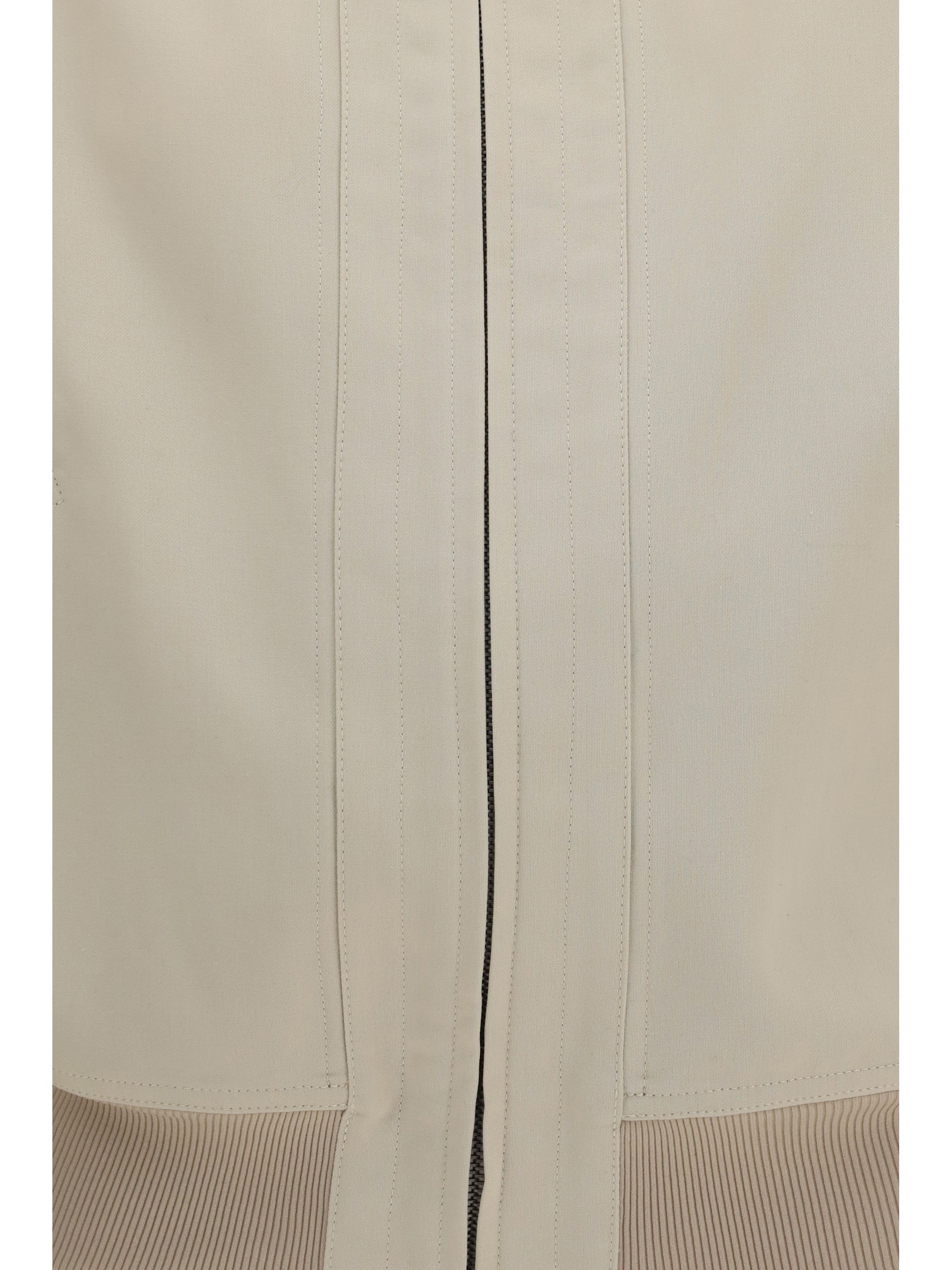 zip bomber jacket in silk poplin
