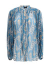 pleated shirt with band collar