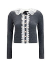 knit cardigan with lace collar