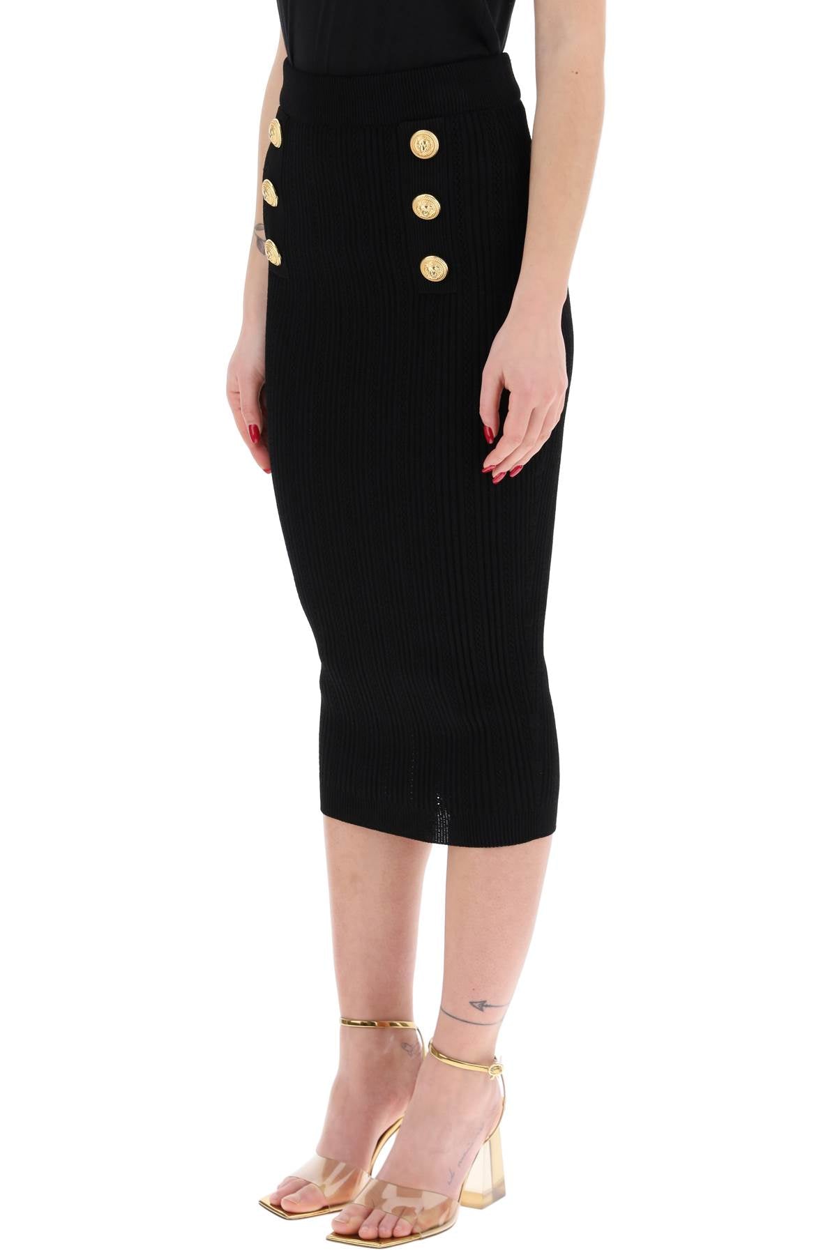 "knitted midi skirt with embossed