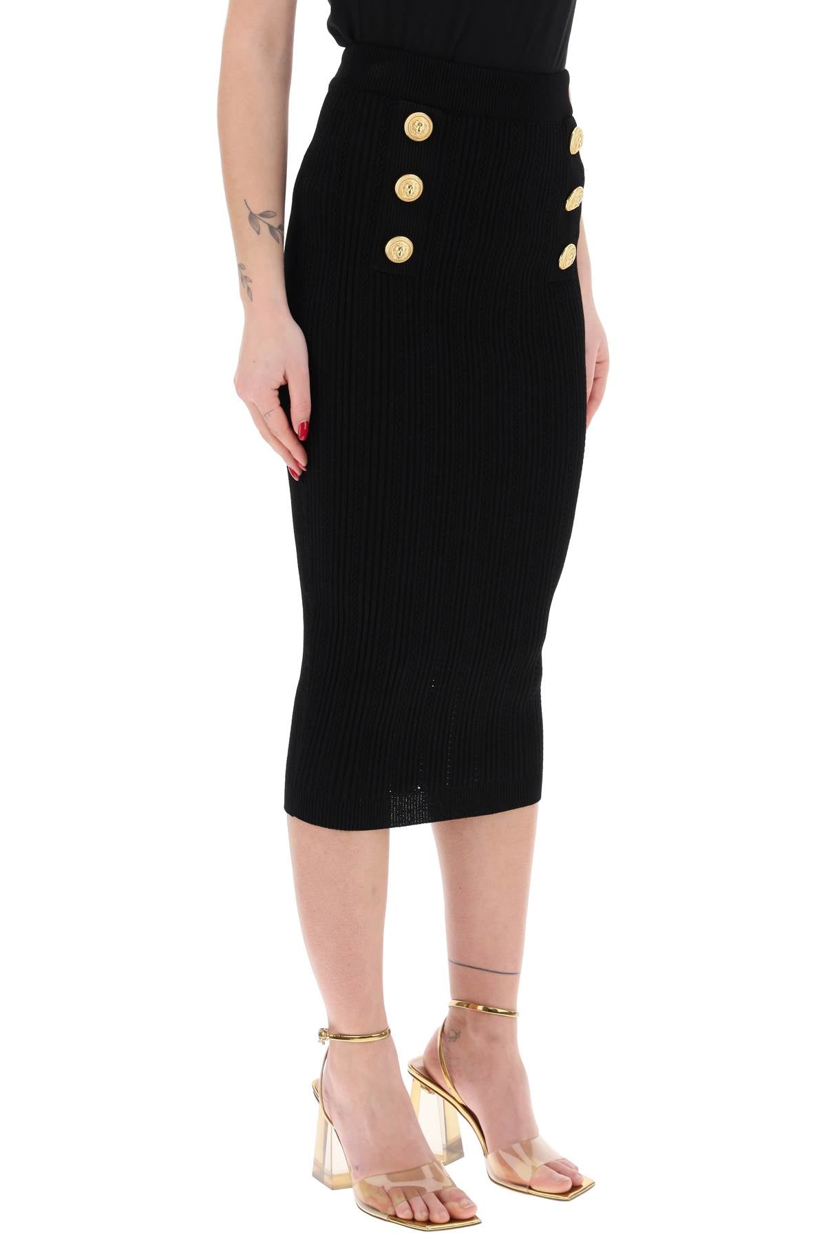 "knitted midi skirt with embossed