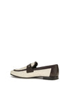 two-tone leather and raffia loafers