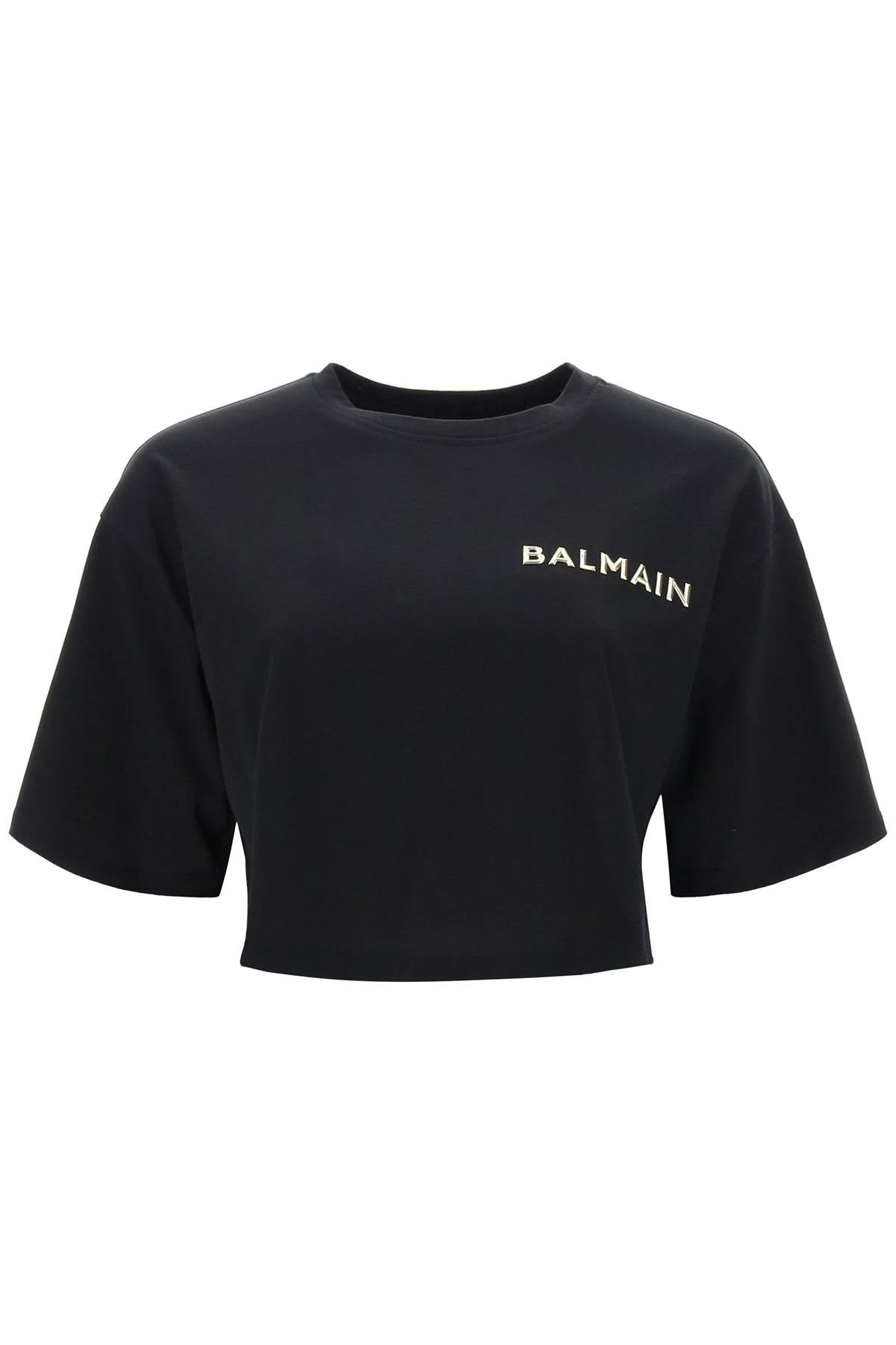 cropped t-shirt with metallic logo