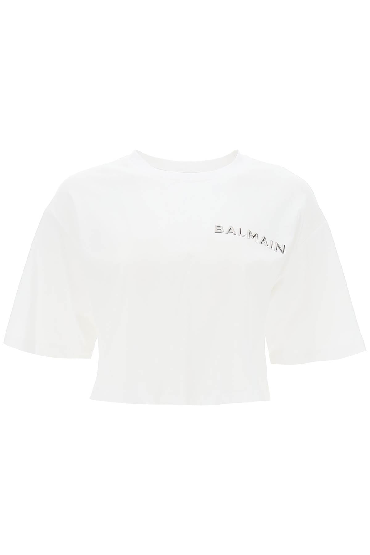 cropped t-shirt with metallic logo