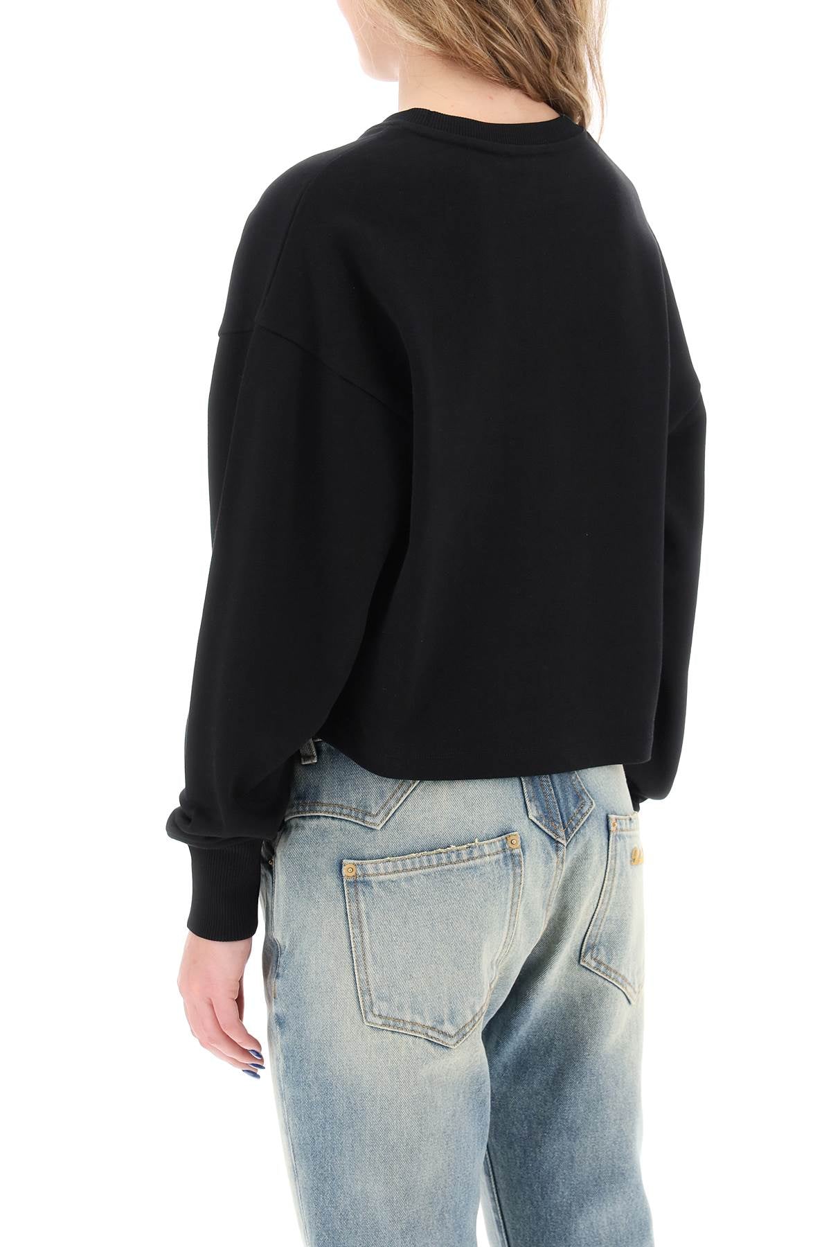 cropped sweatshirt with flocked logo