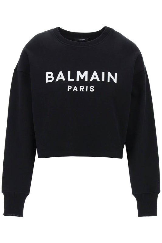 cropped sweatshirt with flocked logo