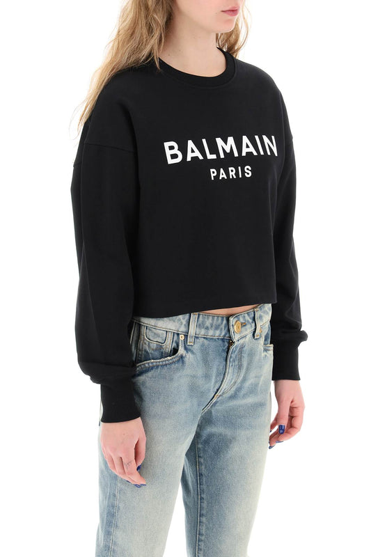 cropped sweatshirt with flocked logo