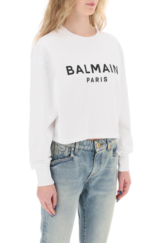 cropped sweatshirt with flocked logo