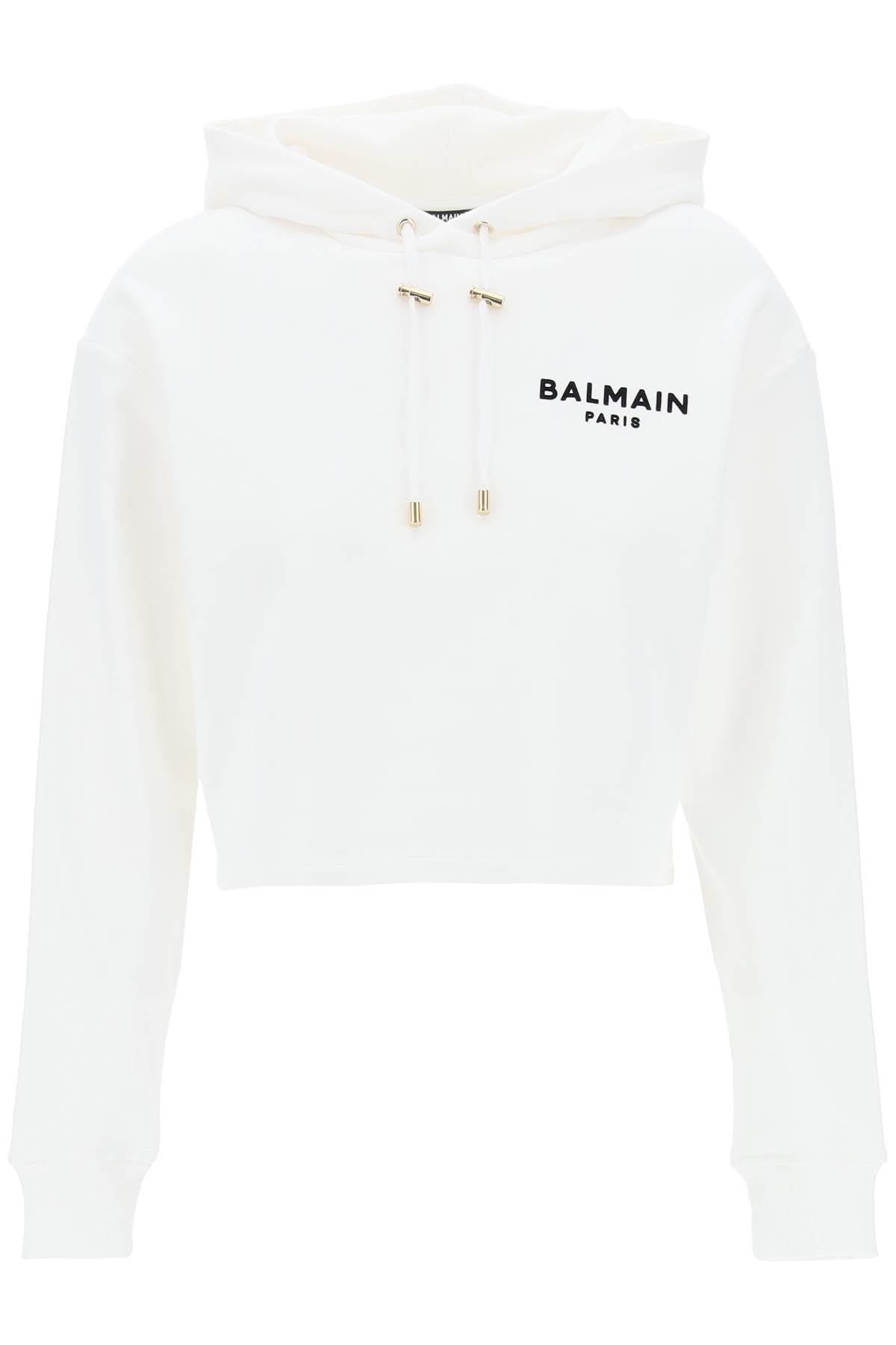 cropped hoodie with flocked logo